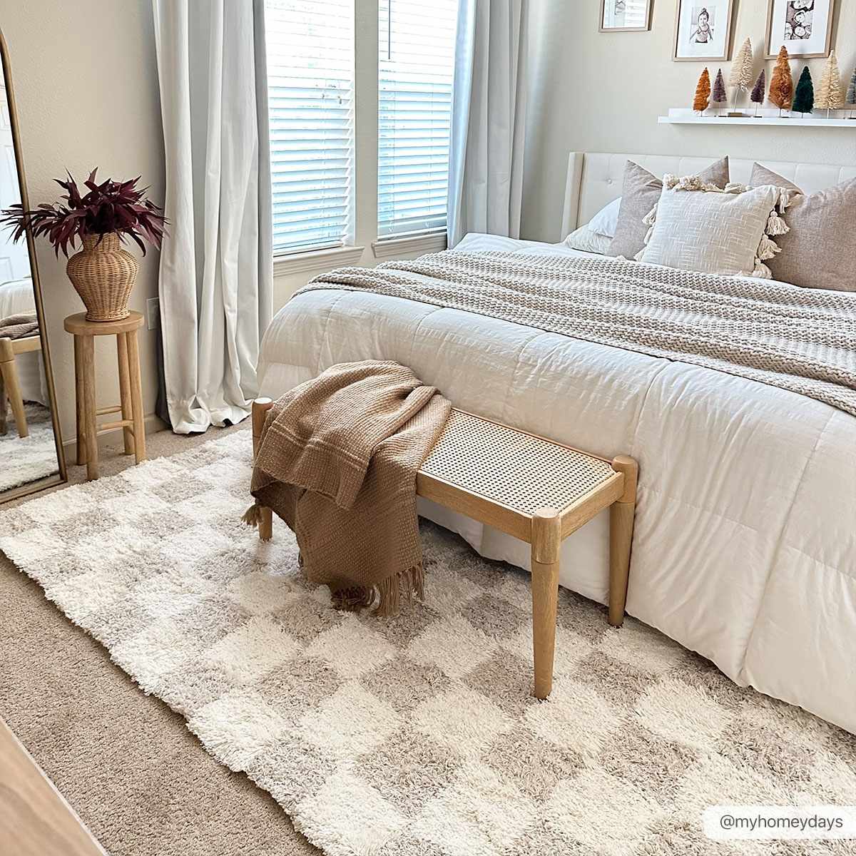 Atira Light Brown Checkered Area Rug by Boutique Rugs