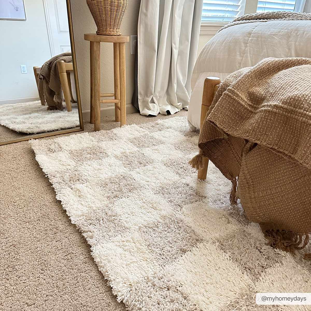 Atira Light Brown Checkered Area Rug by Boutique Rugs