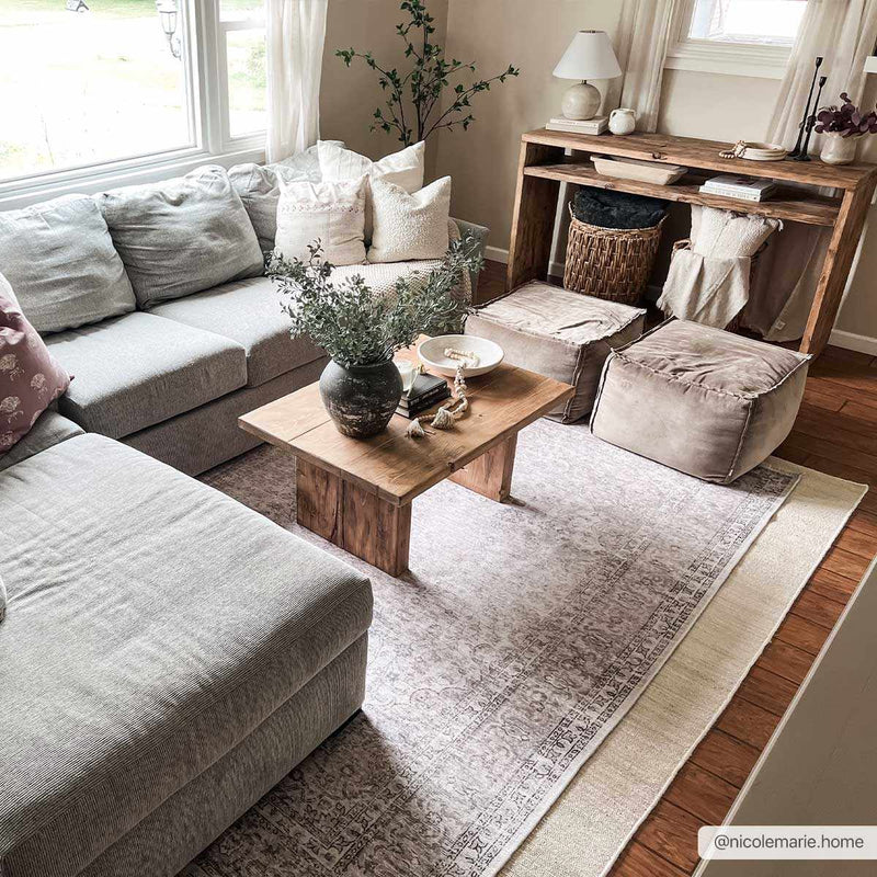 Cream Holi-2301 Washable Area Rug by Boutique Rugs