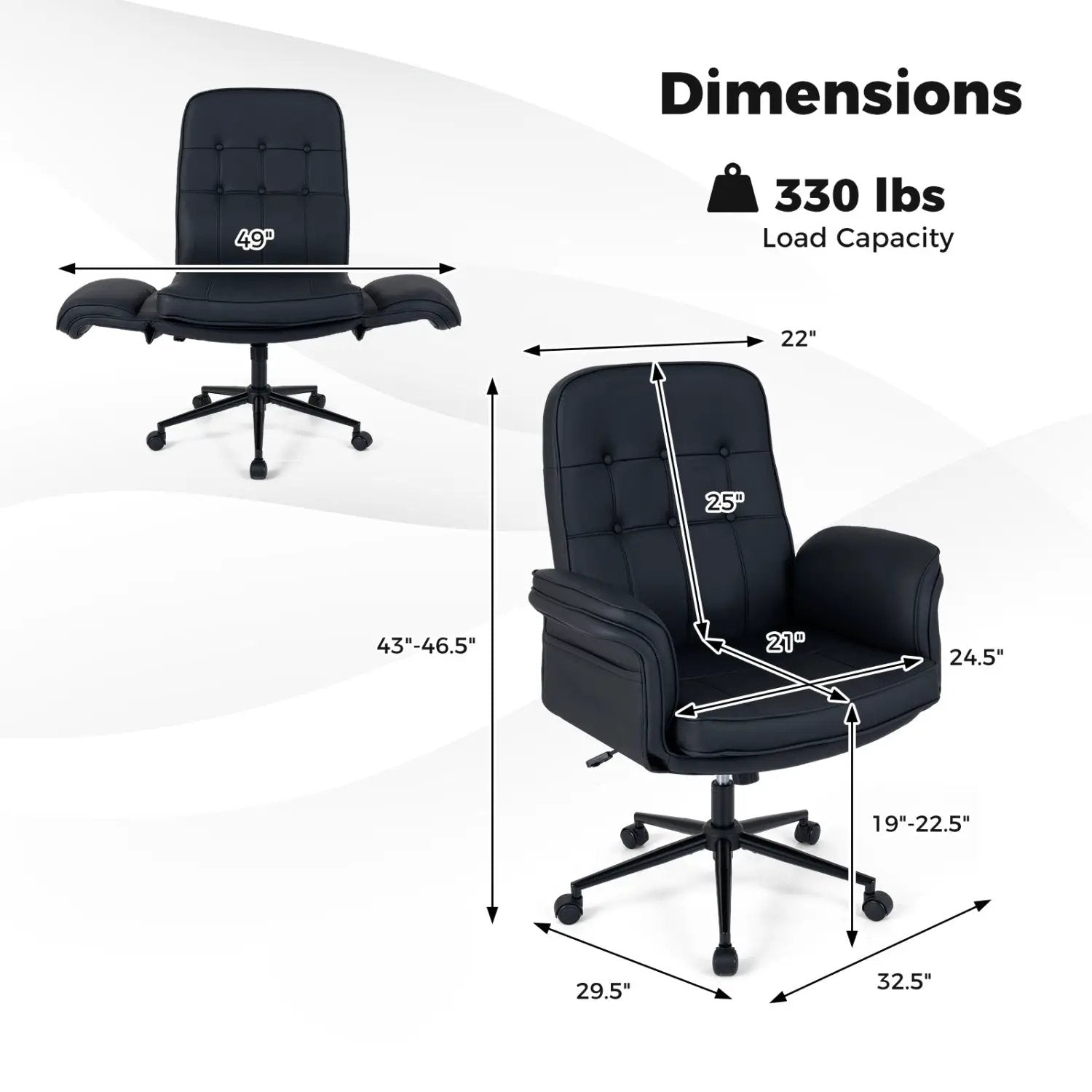 Criss Cross Chair Adjustable Swivel Vanity Chair with 5-Position Armrests by DirectDeals