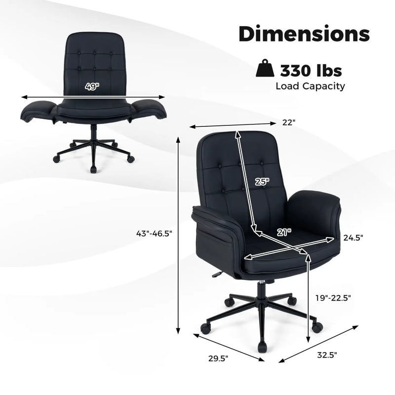 Criss Cross Chair Adjustable Swivel Vanity Chair with 5-Position Armrests by DirectDeals