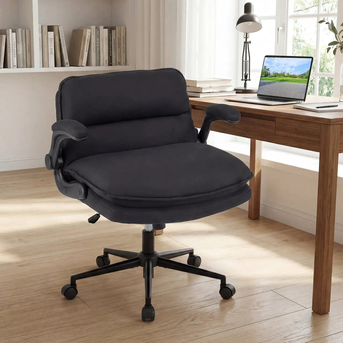 Criss Cross Chair on Wheels with Flip-up Arms Adjustable Height by DirectDeals