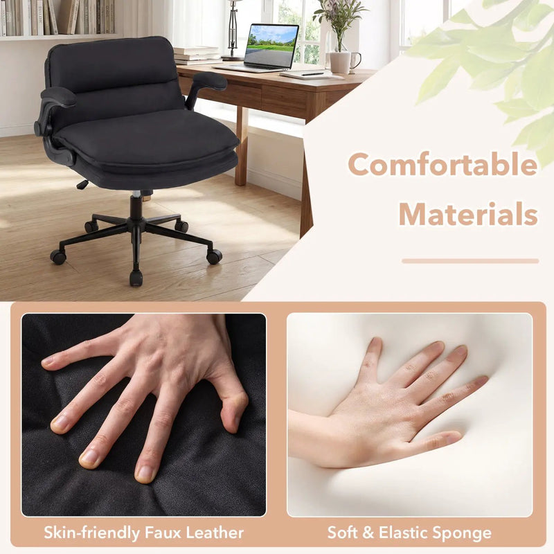 Criss Cross Chair on Wheels with Flip-up Arms Adjustable Height by DirectDeals