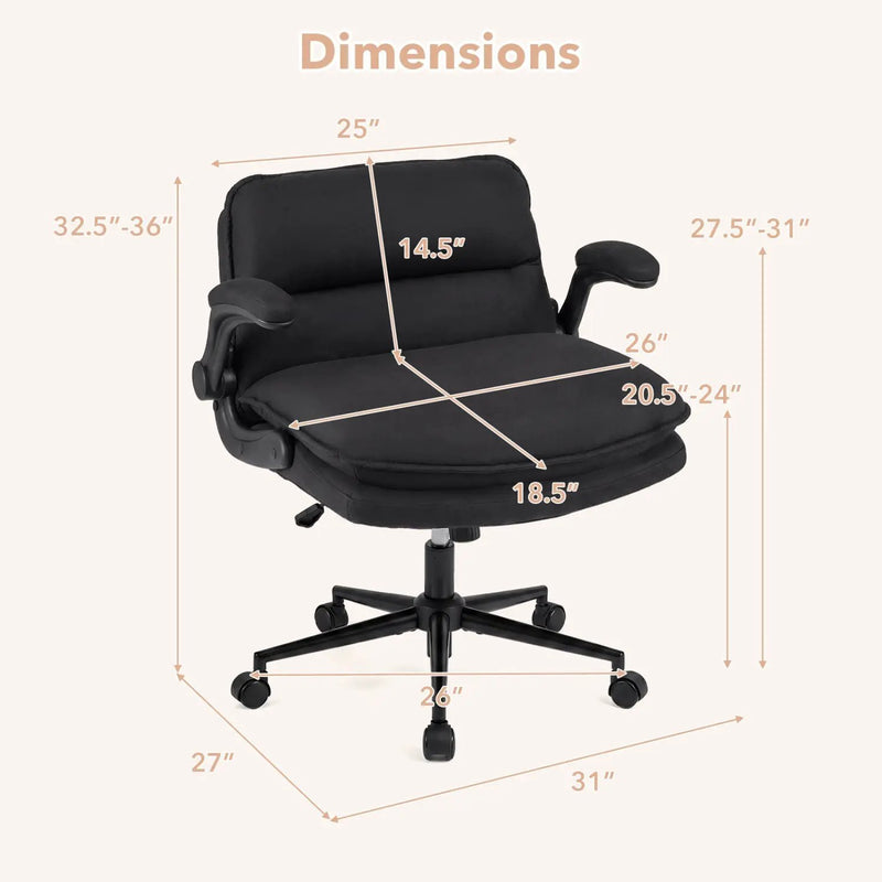 Criss Cross Chair on Wheels with Flip-up Arms Adjustable Height by DirectDeals
