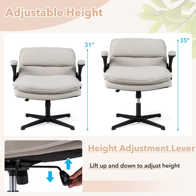 Criss Cross Chair with Flip-up Arms Ergonomic Office Desk Chair with Adjustable Height Wide Backrest Padded Seat by DirectDeals