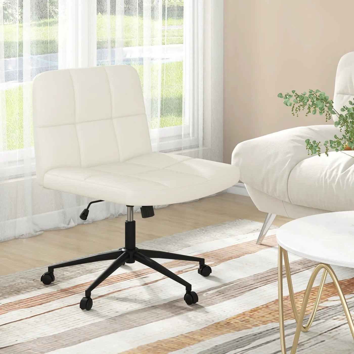 Height-adjustable Armless Desk Chair with Wheels for Home Office Make Up by DirectDeals
