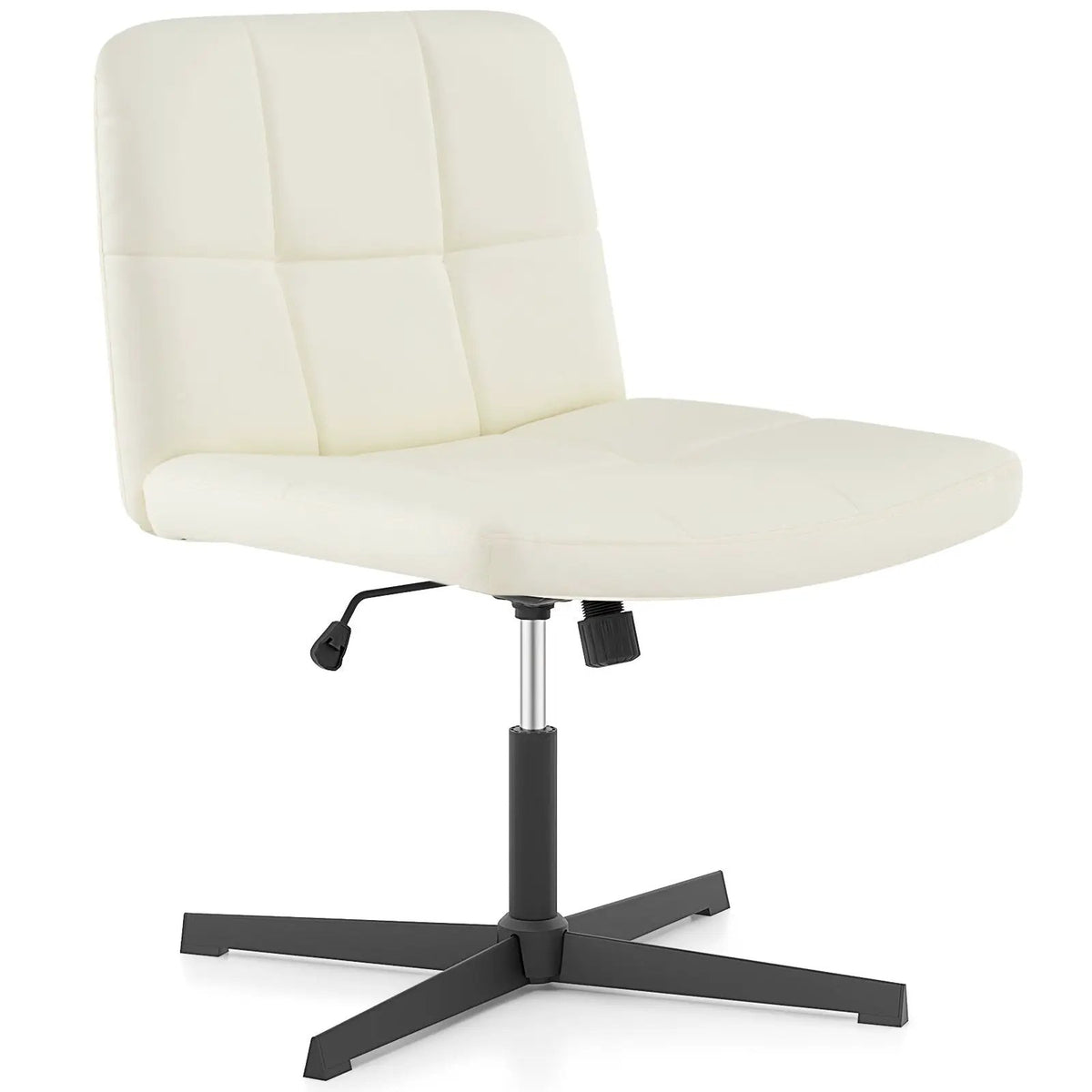 PU Leather Upholstered Cross-legged Office Chair with Oversized U-shaped Seat for Home Office Make Up by DirectDeals