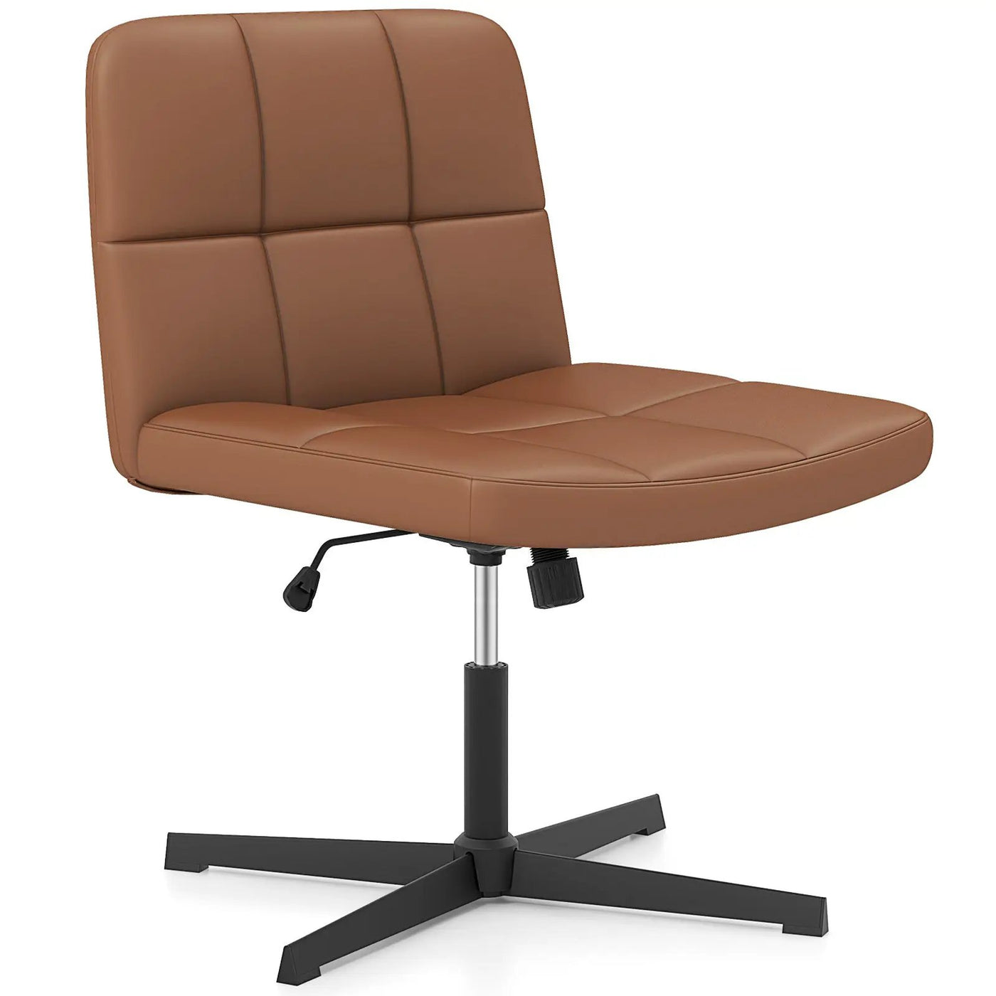 PU Leather Upholstered Cross-legged Office Chair with Oversized U-shaped Seat for Home Office Make Up by DirectDeals
