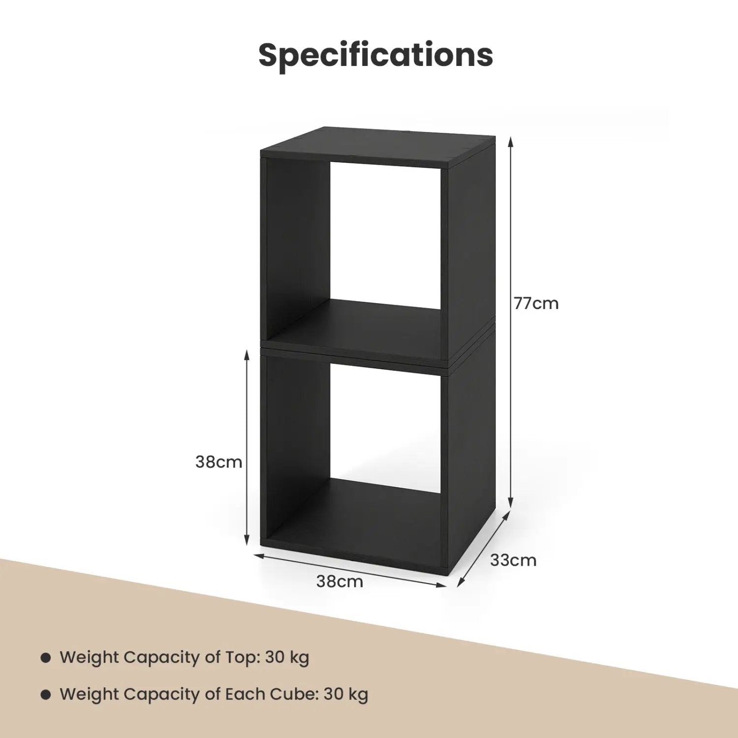 Cube Storage Organizer Set of 2 - Black Modular Bookcase by DirectDeals