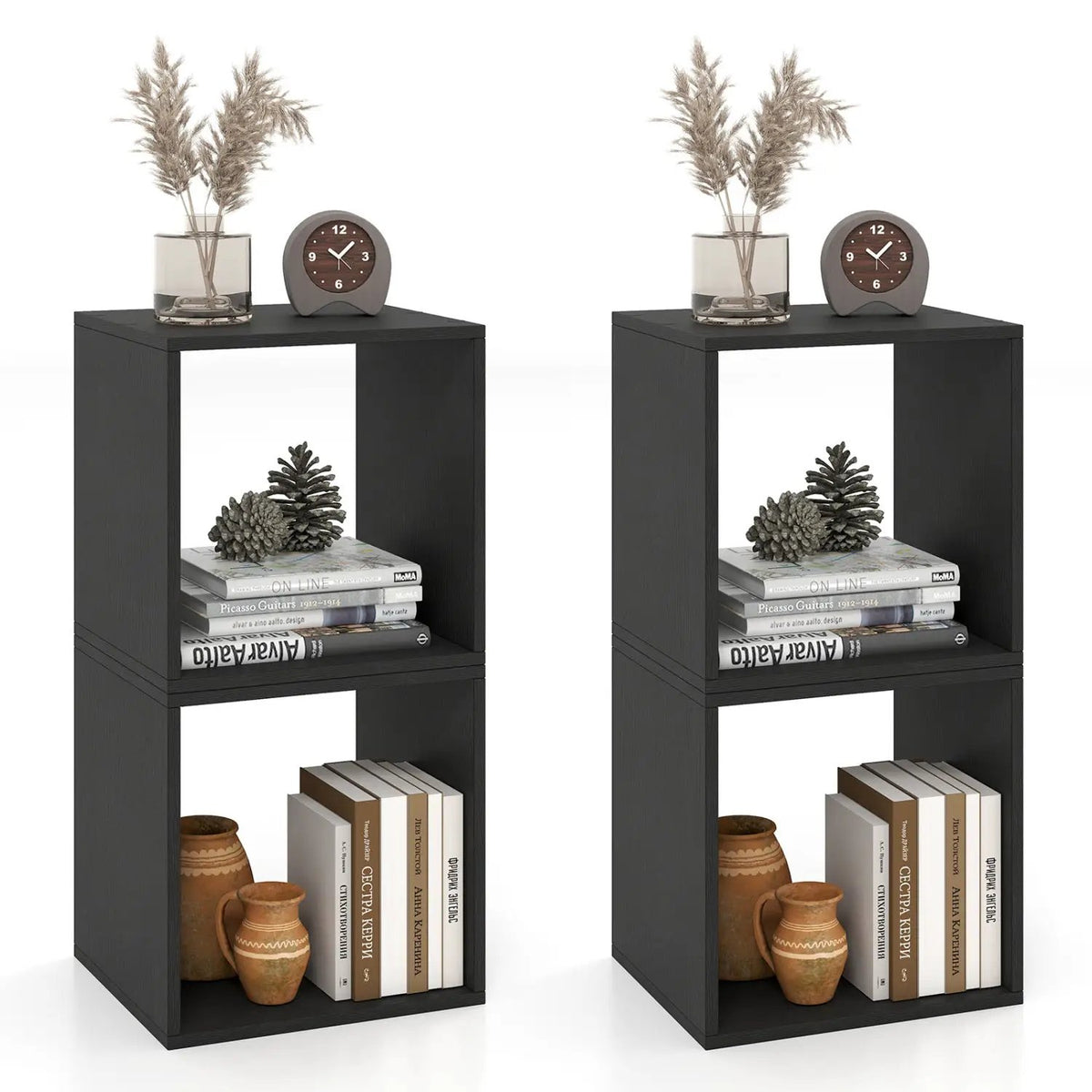 Cube Storage Organizer Set of 2 - Black Modular Bookcase by DirectDeals