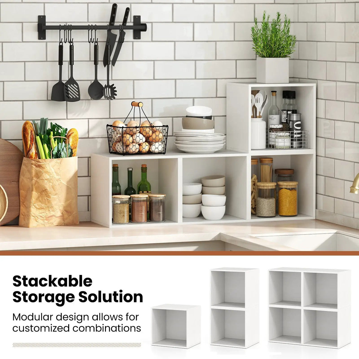 Cube Storage Organizer Stackable Open Book Shelf Wooden Display Shelving Unit by DirectDeals