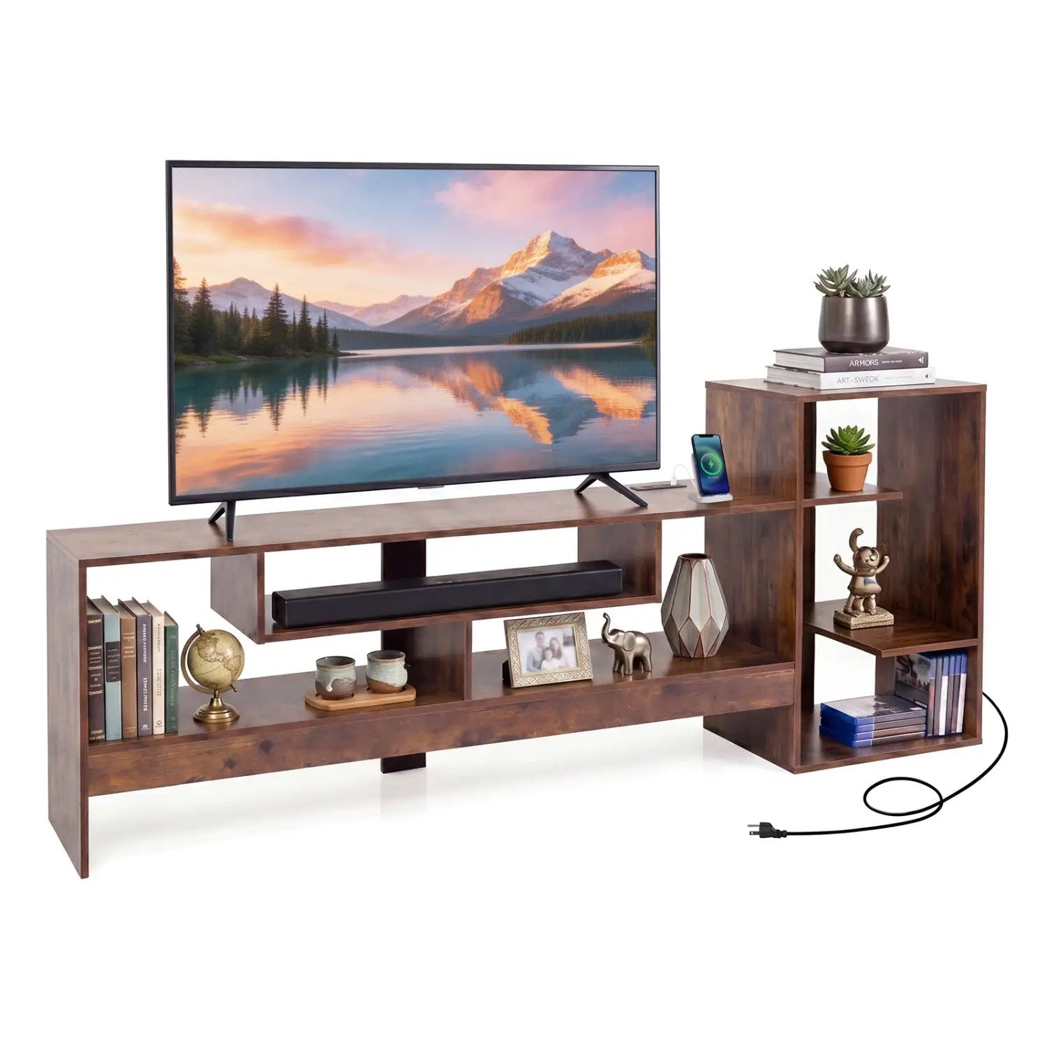 TV Stand for 55 Inch TV with Power Outlets and Storage by DirectDeals