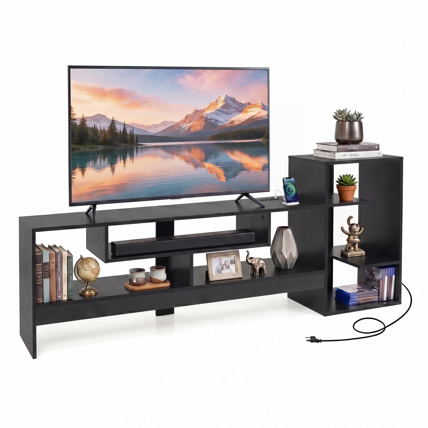TV Stand for 55 Inch TV with Power Outlets and Storage by DirectDeals