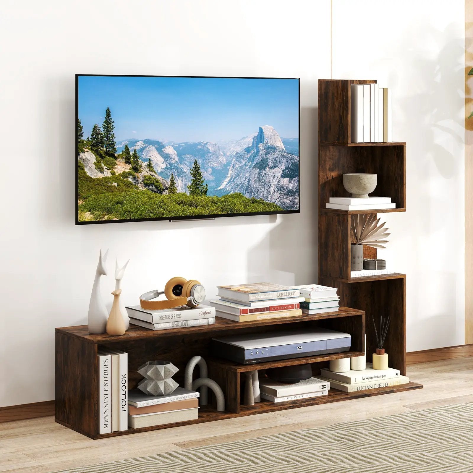 Cube TV Stand for TVs up to 50 Inch Media Console Table with Storage Shelves by DirectDeals