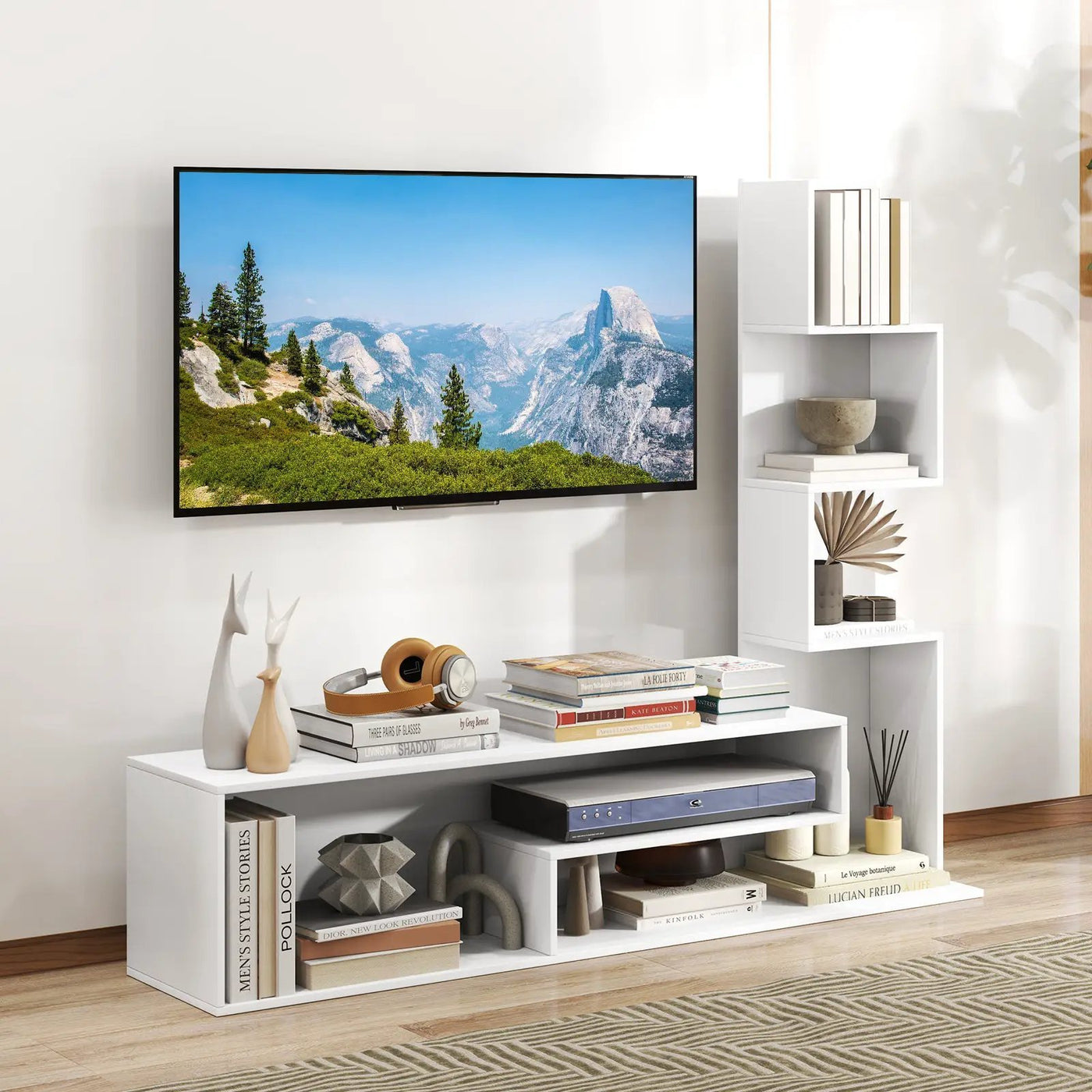 Cube TV Stand for TVs up to 50 Inch Media Console Table with Storage Shelves by DirectDeals
