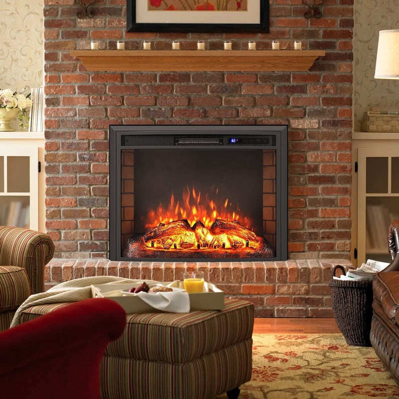 Curved Recessed Electric Fireplace Insert with Remote Control and Overheat Protection-26 Inch by DirectDeals