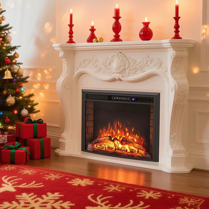 Curved Recessed Electric Fireplace Insert with Remote Control and Overheat Protection-26 Inch by DirectDeals