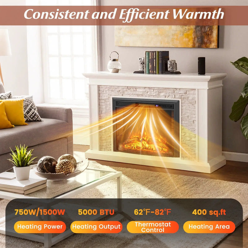 Curved Recessed Electric Fireplace Insert with Remote Control and Overheat Protection-26 Inch by DirectDeals