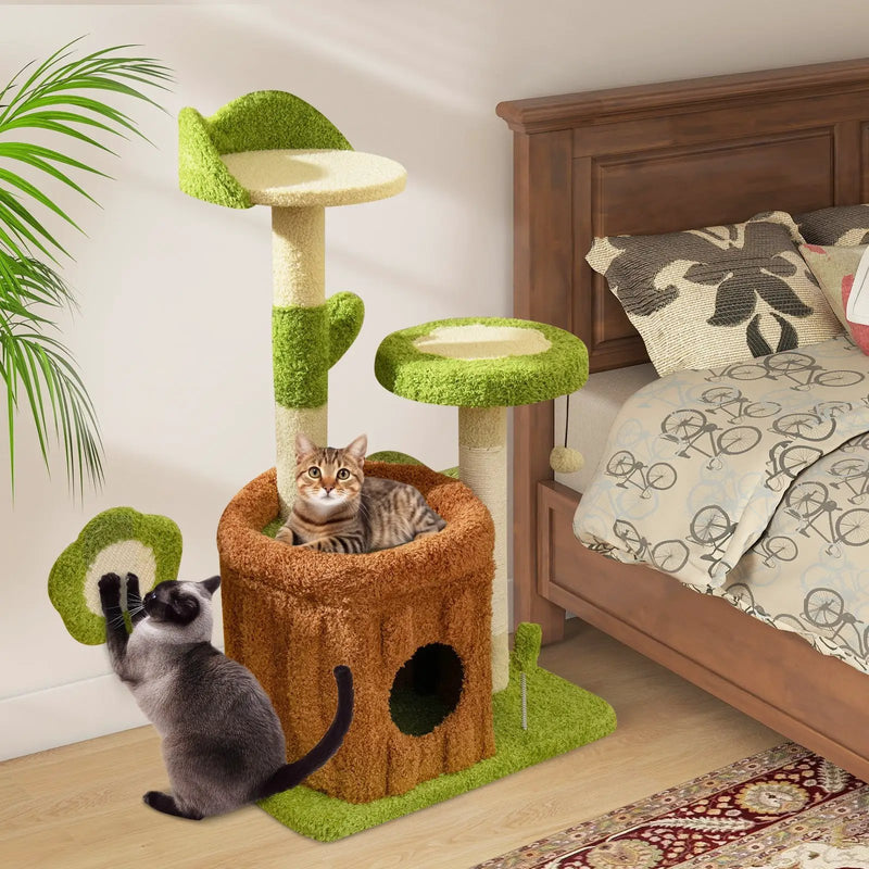 Cute Cat Tree Indoor Pet Jungle Activity Center-Green by DirectDeals