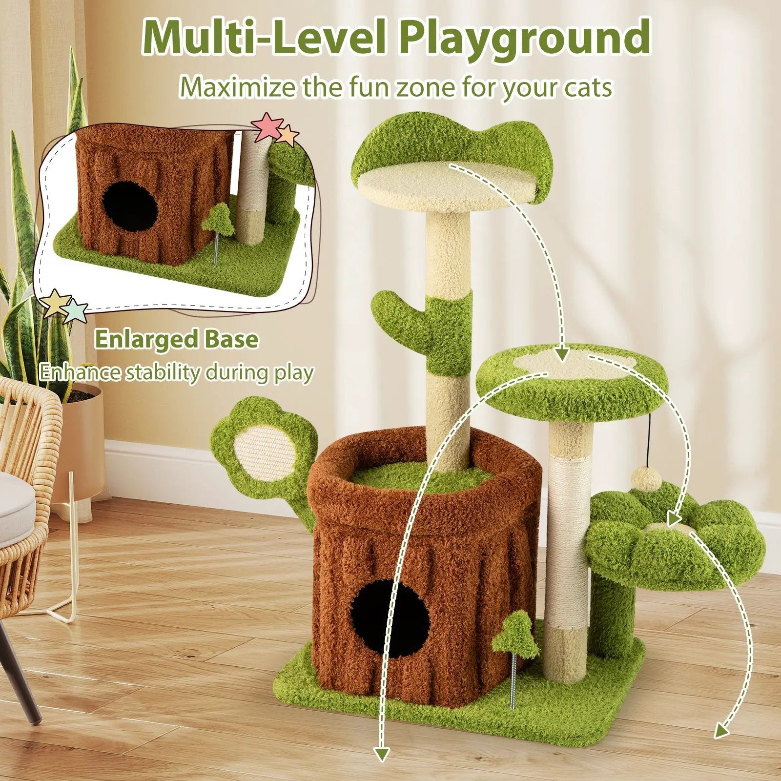 Cute Cat Tree Indoor Pet Jungle Activity Center-Green by DirectDeals