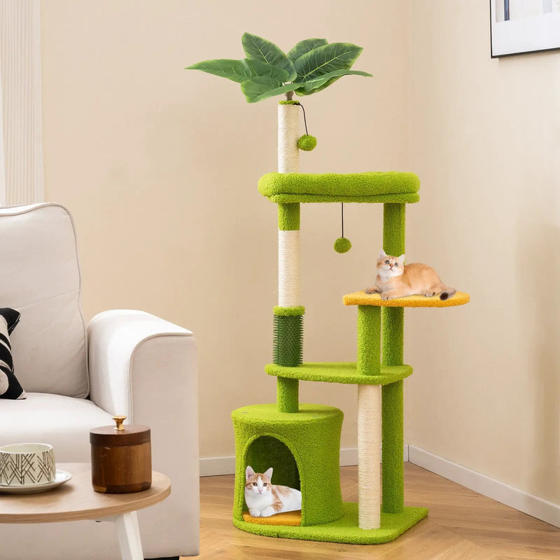 Cute Cat Tree for Adult Cats Multi-level Kitty Tower-Green by DirectDeals