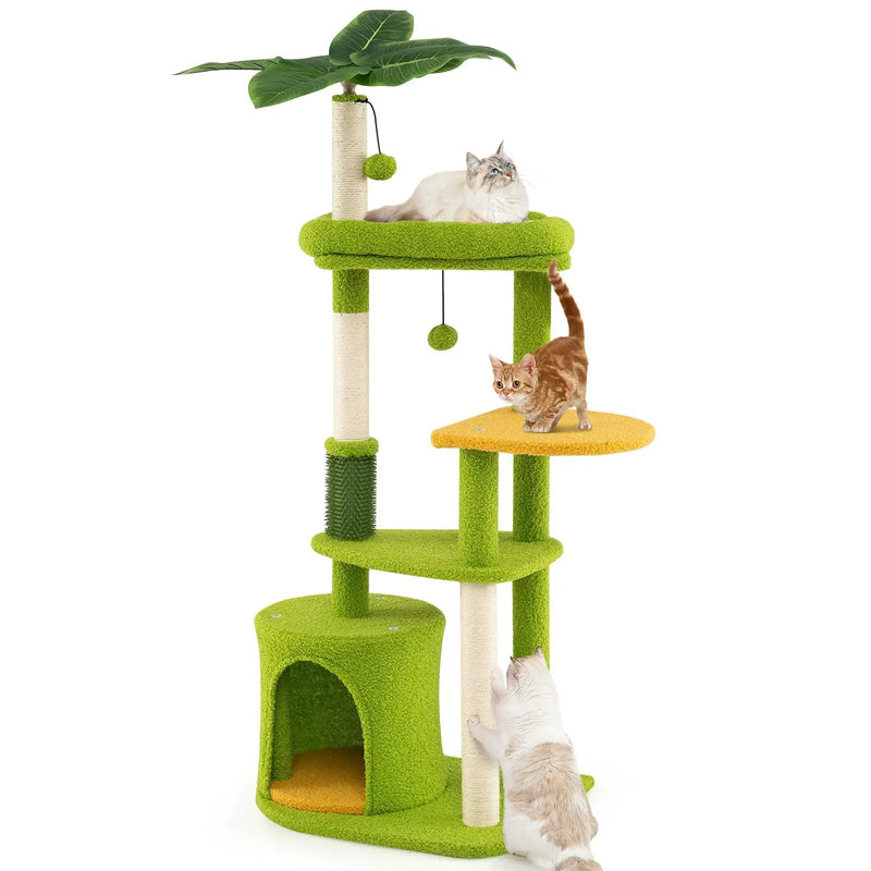 Cute Cat Tree for Adult Cats Multi-level Kitty Tower-Green by DirectDeals