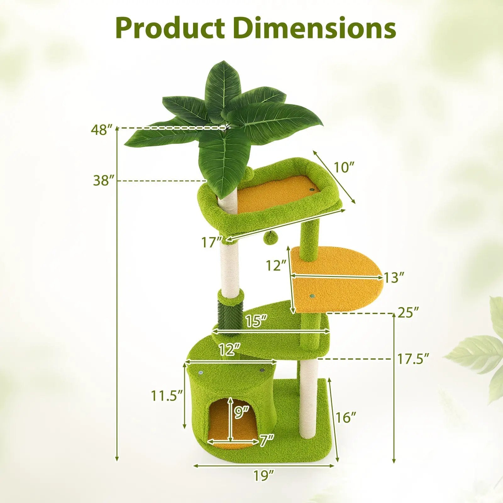 Cute Cat Tree for Adult Cats Multi-level Kitty Tower-Green by DirectDeals