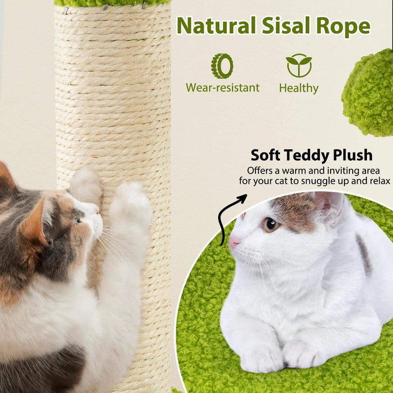 Cute Cat Tree for Adult Cats Multi-level Kitty Tower-Green by DirectDeals