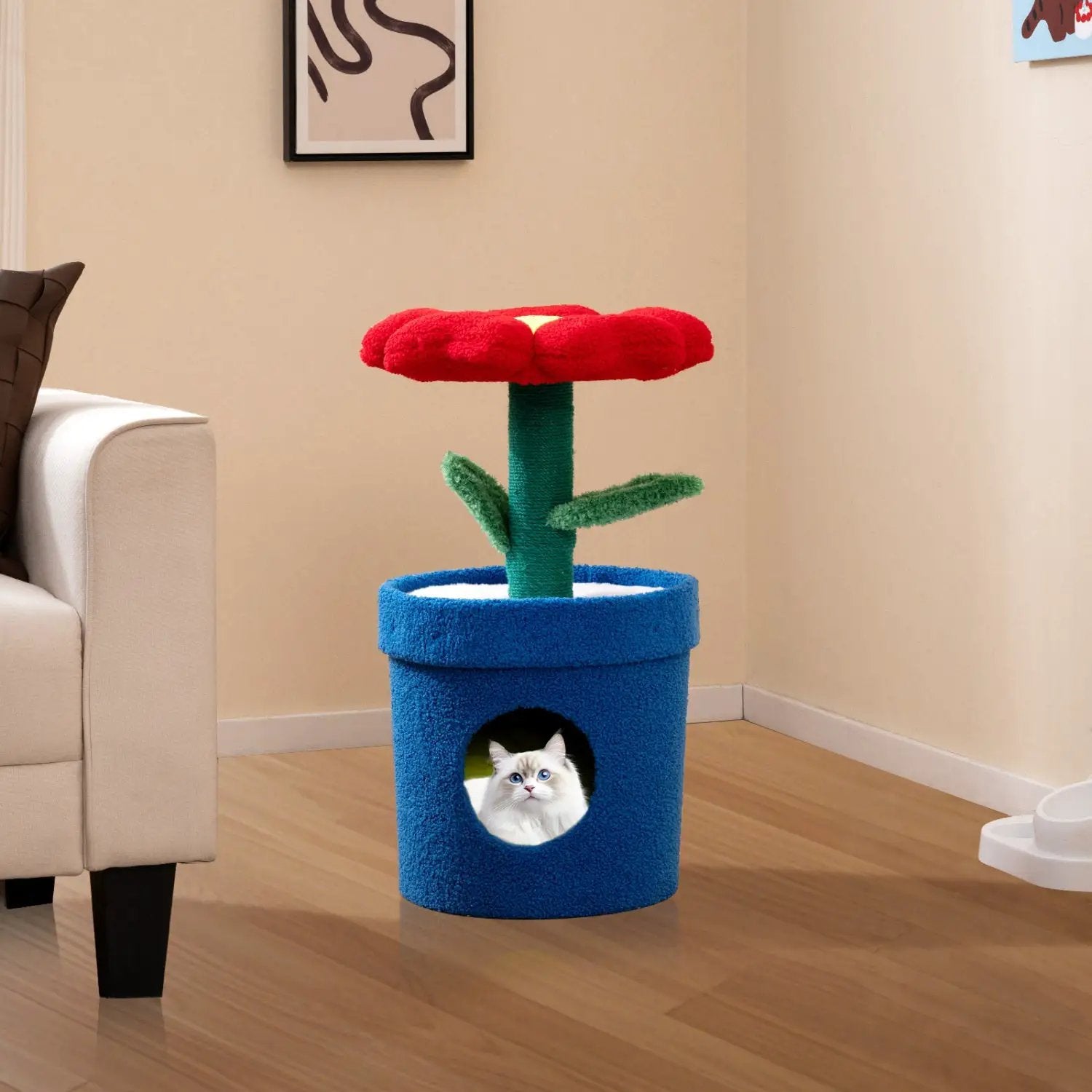 Cute Cat Tree with Flower Padded Perch for Indoor Cats by DirectDeals
