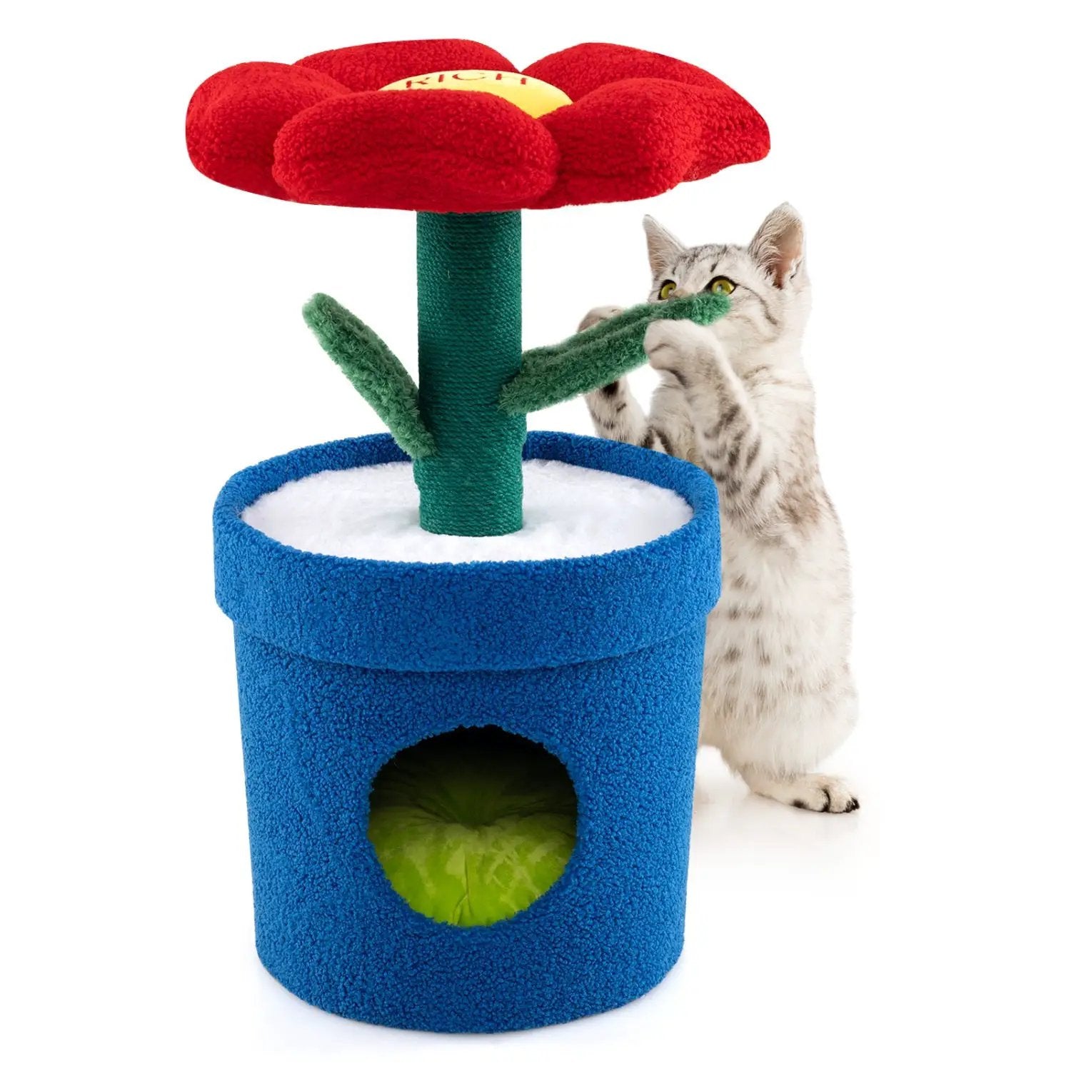 Cute Cat Tree with Flower Padded Perch for Indoor Cats by DirectDeals