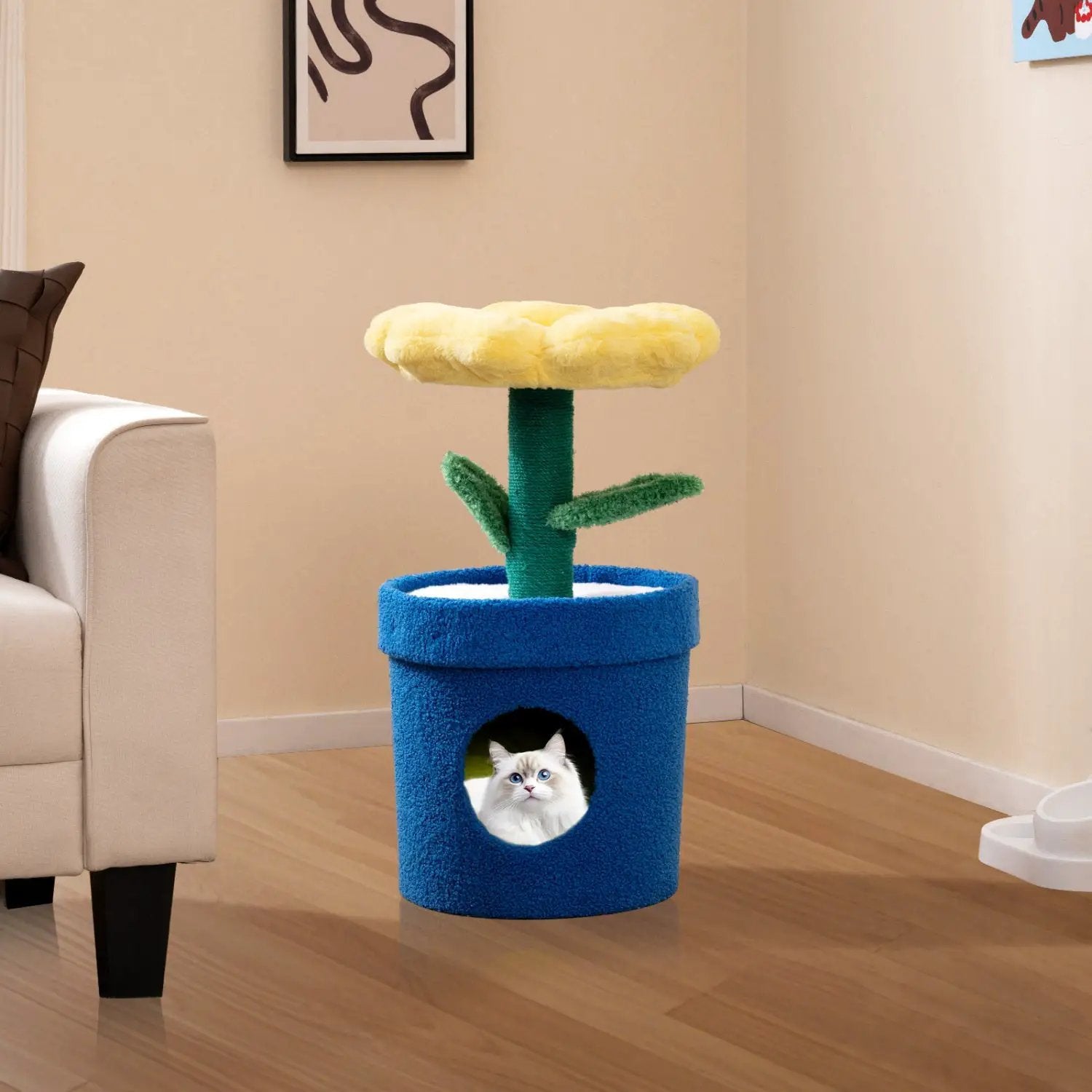 Cute Cat Tree with Flower Padded Perch for Indoor Cats by DirectDeals