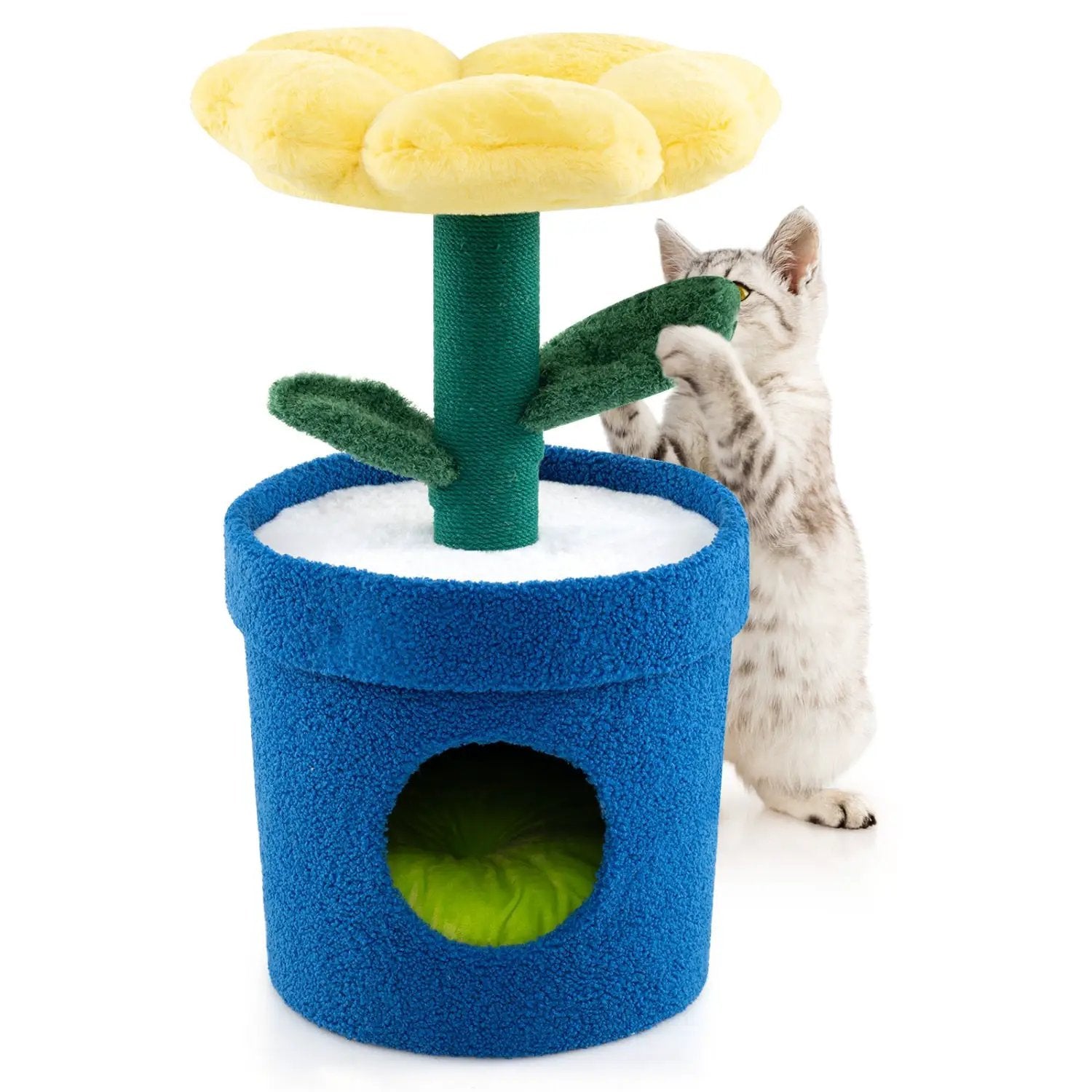 Cute Cat Tree with Flower Padded Perch for Indoor Cats by DirectDeals