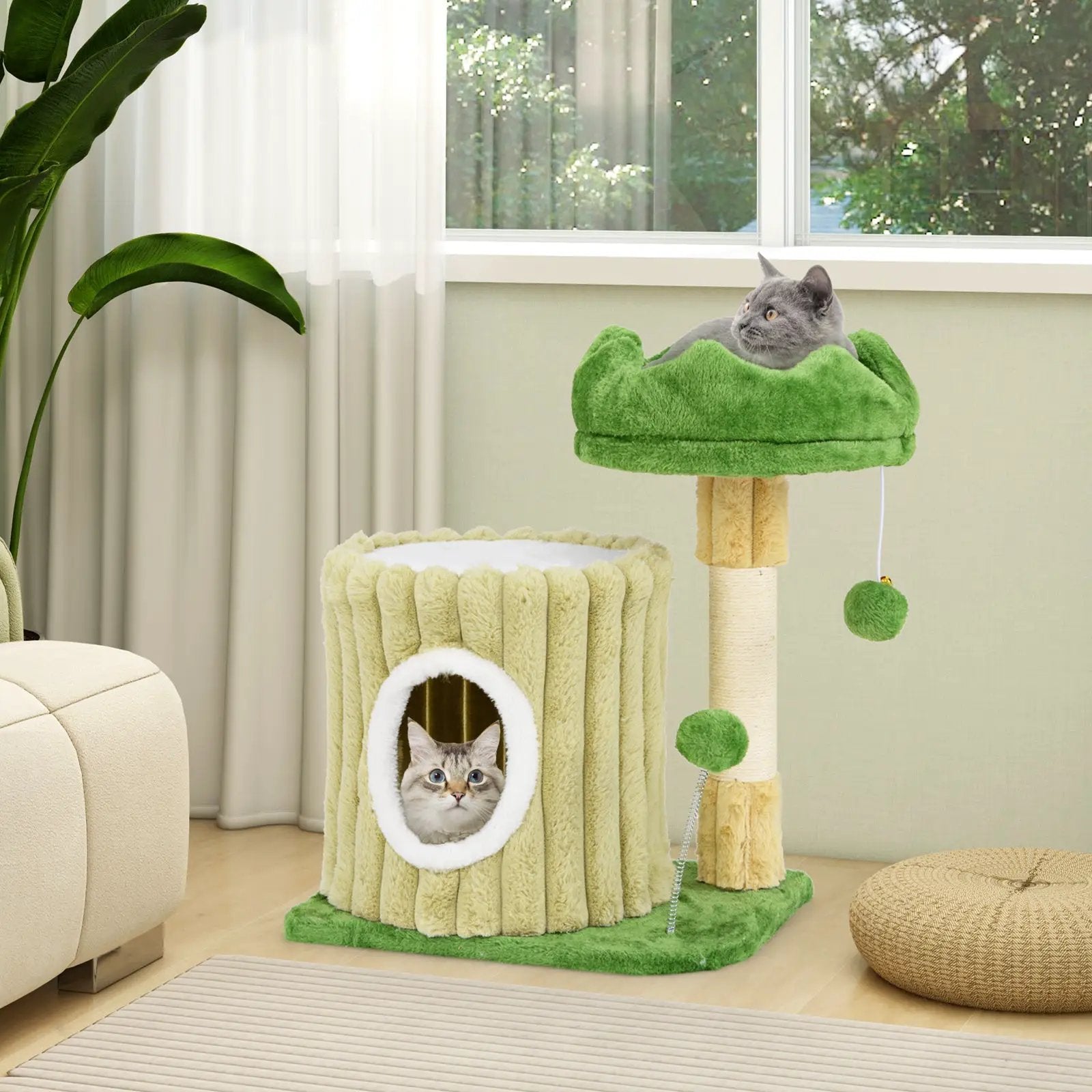 Cute Cat Tree with Sisal Scratching Posts and Dangling Ball by DirectDeals
