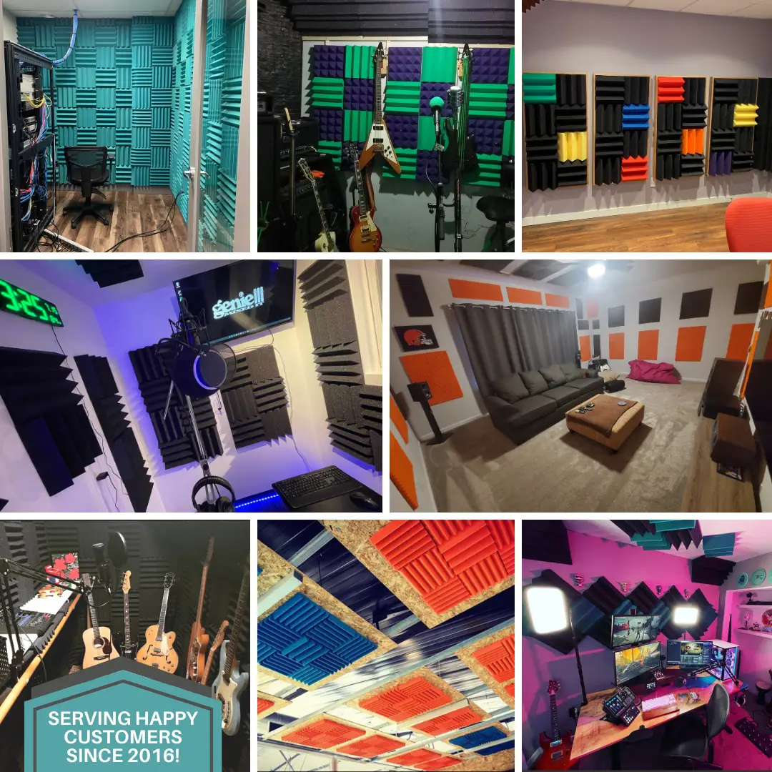 1 Inch Acoustic Foam Wedge Style Panels - 13 Color Options by SoundAssured