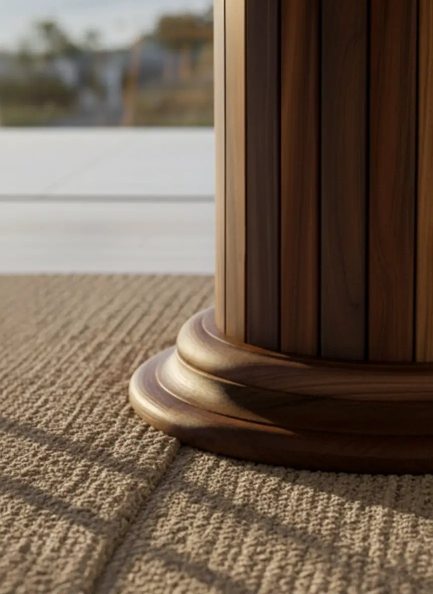 Round Dining Table with Solid Wood Drum Pedestal Base by Gizz