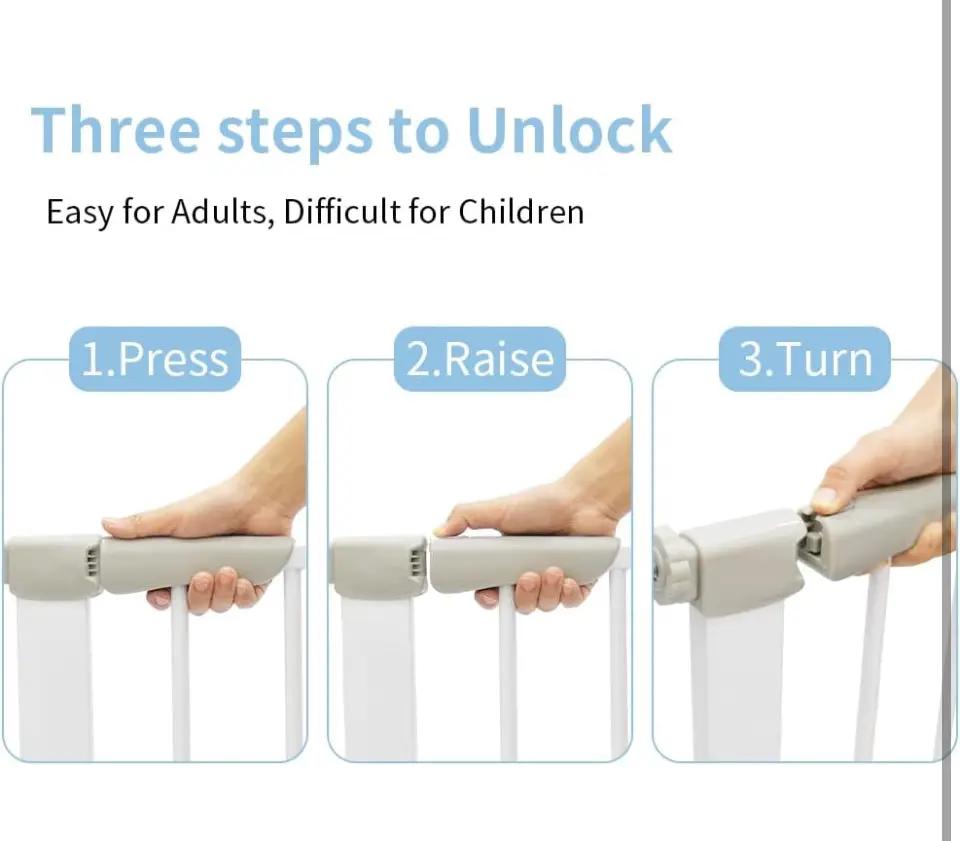 Qmon Baby Gate for Stairs, Auto Close Safety Baby Gates, Extra Tall and Wide Child Gate, Easy Walk Thru Durability Dog Gates for The House, Doorways. by Selzalot