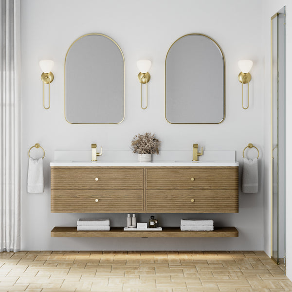 James Martin Allamari 72" Floating Double Bathroom Vanity, Dune Mist