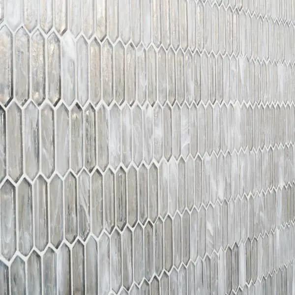 Open Box Ivy Hill Tile Fargin Silver Haze Elongated Hexagon 12 in. x 10 in. x 7mm Polished Glass Mosaic Tile (0.82 sq. ft.) by Selzalot