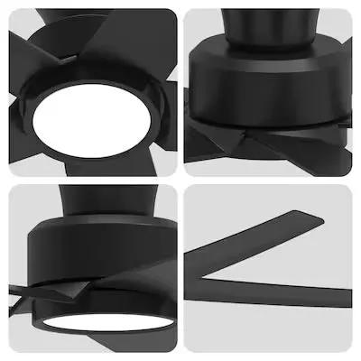 Open Box ocioc WFIVE 52-in Integrated LED Flush Mount Matte Black with Matte Black by Selzalot