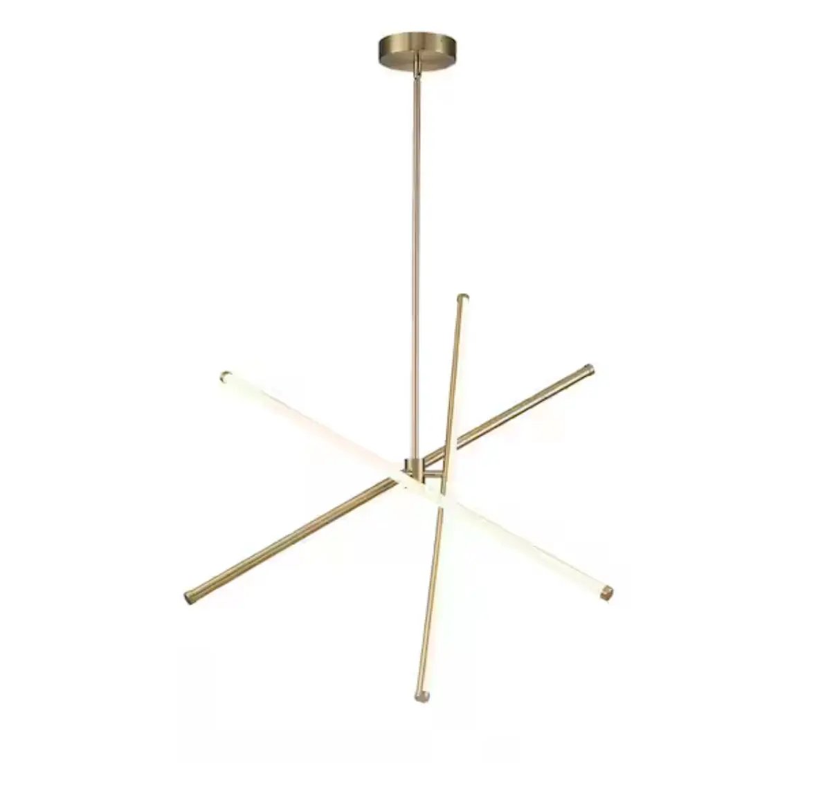 HUOKU 40-Watt 3-Light Dimmable Integrated LED Aged Brass Sputnik, Tubed Linear, Cylinder Chandelier for Dining Room by Selzalot