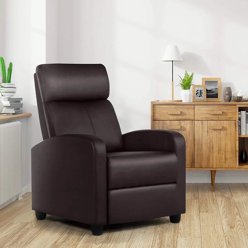 Dark Brown High-Density Faux Leather Push Back Recliner Chair by HomePacific