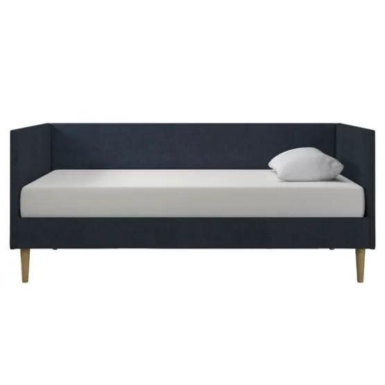 Twin Mid-Century Modern Dark Blue Linen Upholstered Daybed by HomePacific