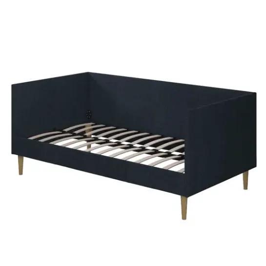 Twin Mid-Century Modern Dark Blue Linen Upholstered Daybed by HomePacific