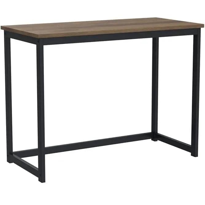 Small Home Office Modern Laptop Computer Desk Table Metal Frame Brown Wood Top by HomePacific
