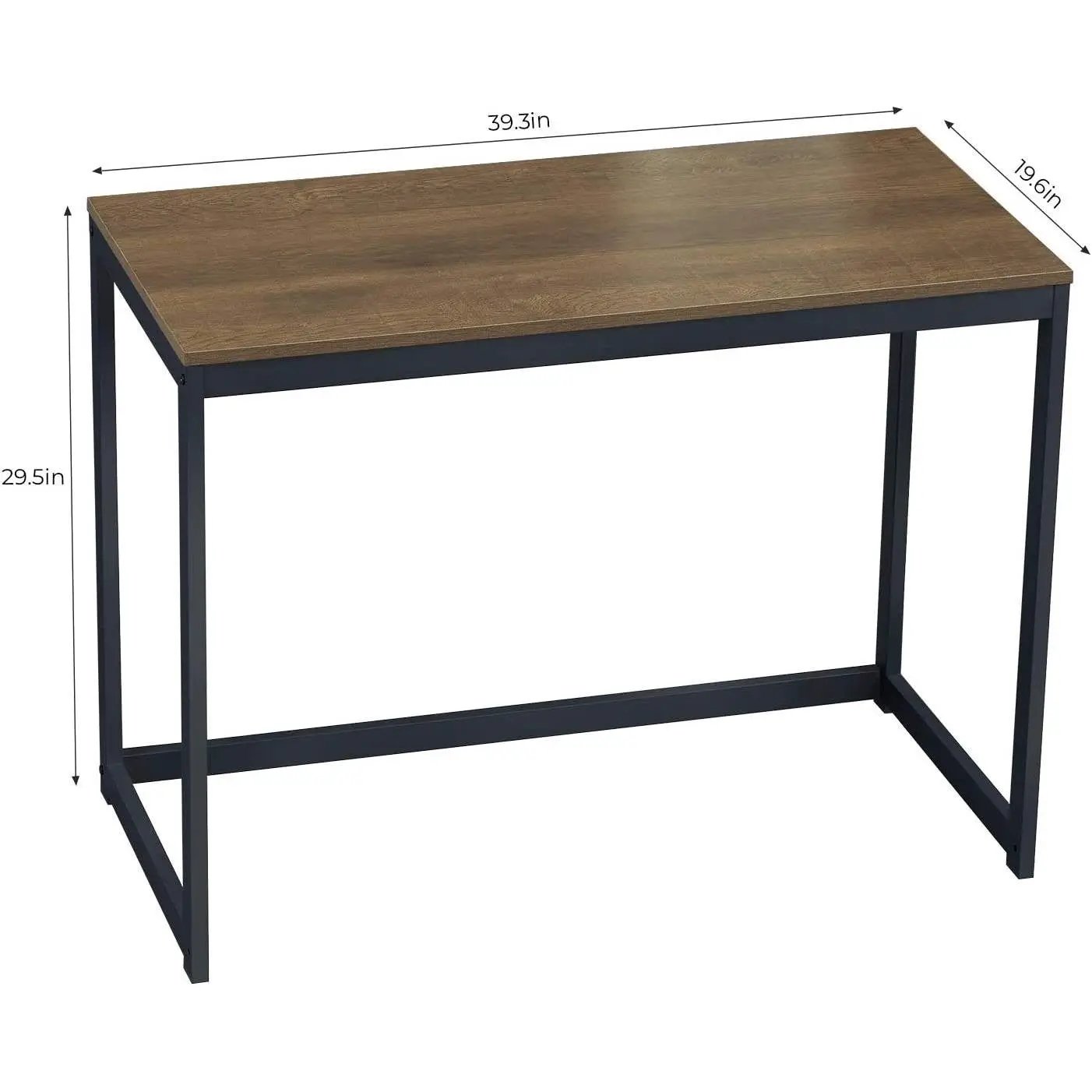 Small Home Office Modern Laptop Computer Desk Table Metal Frame Brown Wood Top by HomePacific