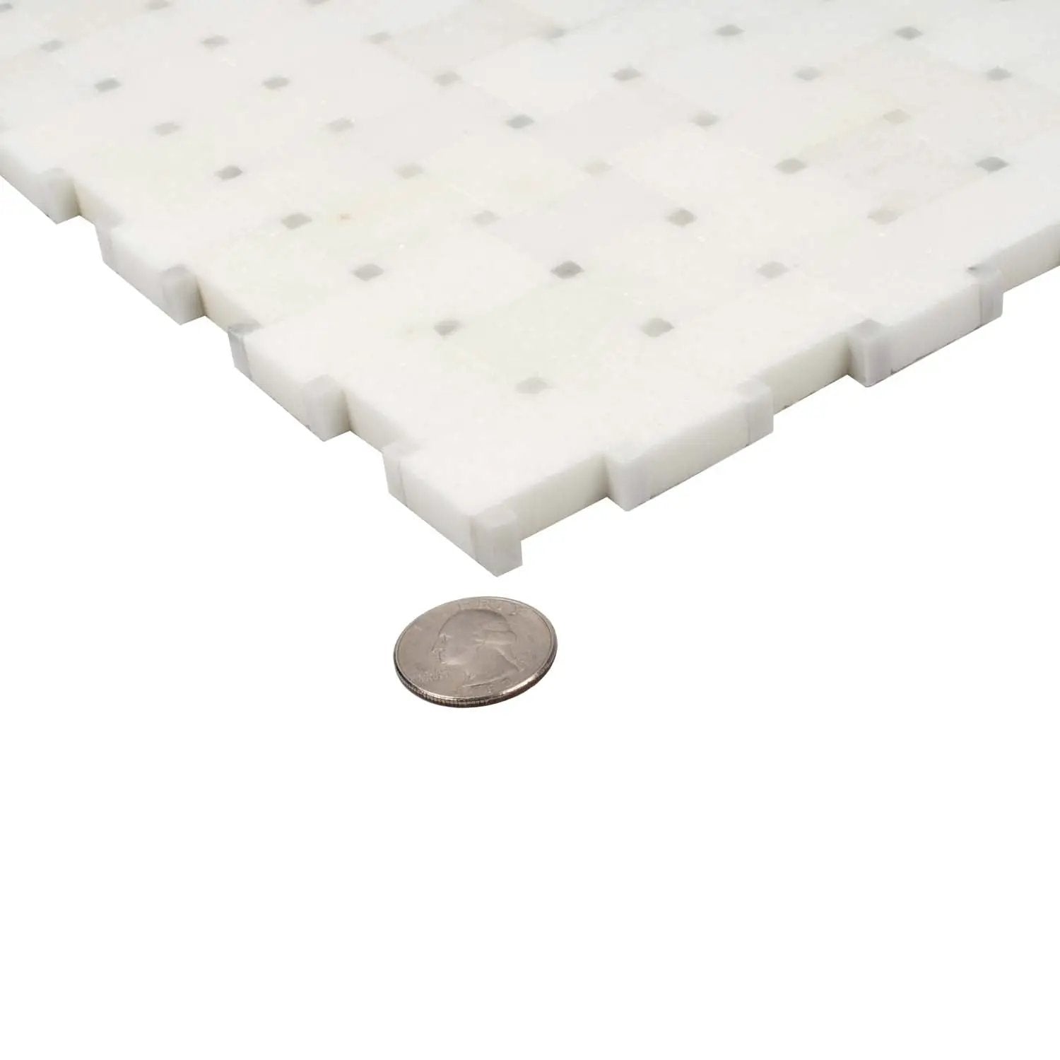 Eastern White Bianco Carrara 12x12 Polished Basketweave Marble Mosaic Tile (5 pack, 4.83 sq ft/case) by Apollo Tile