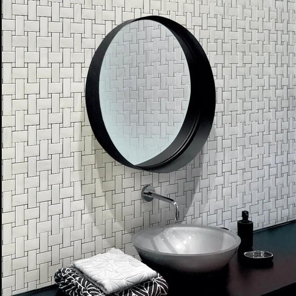 Pearl White 12x12 Polished Basketweave Dolomite Marble Mosaic Tile (5 pack, 5 sq ft/case)