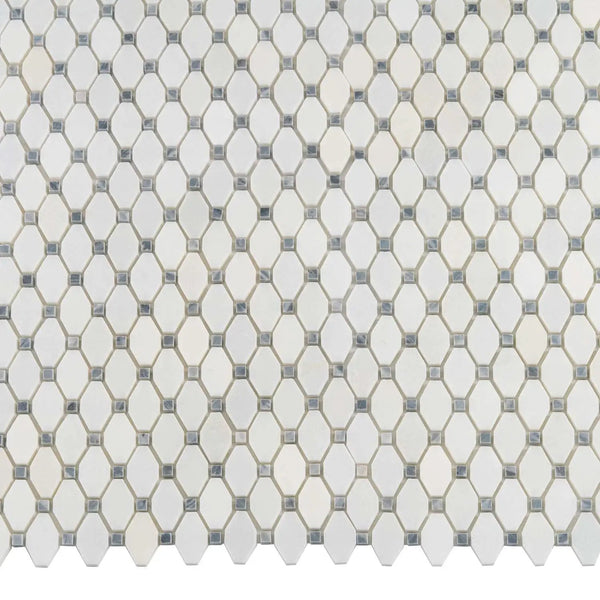 Eastern White, Bardiglio 11x11 Polished Octagon Marble Mosaic Tile (5 pack, 4.51 sq ft/case), photo 2 of 5