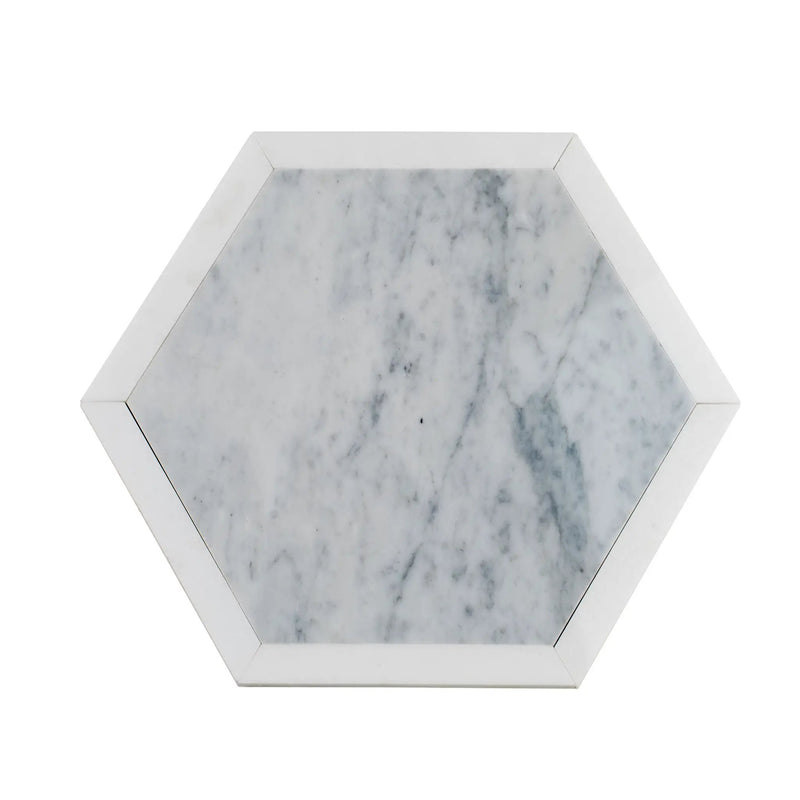 Carrrara Grey, Thassos White 12x12 Polished Hexagon Marble Mosaic Tile (5 pack, 4.3 sq ft/case) by Apollo Tile