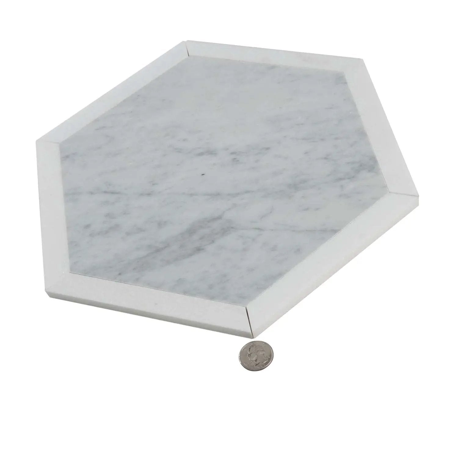 Carrrara Grey, Thassos White 12x12 Polished Hexagon Marble Mosaic Tile (5 pack, 4.3 sq ft/case) by Apollo Tile